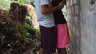 Sri Lankan Skinny Teases Narrow Ass for Neighbor Outdoors