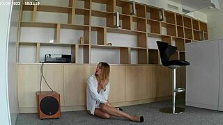 hot milf strips lingerie showing natural tits and stockings!