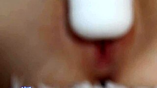 damn this hot brunette squirts from wild toy orgasm