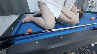 thai babe climbs pool table for hard doggystyle creampie daddy fuck 😈💦🇹🇭