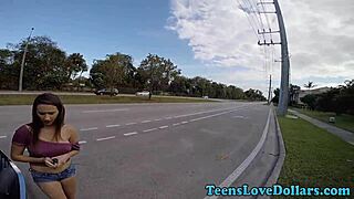 amateur teen trades big tits for cash in outdoor hardcore cumshot reality.