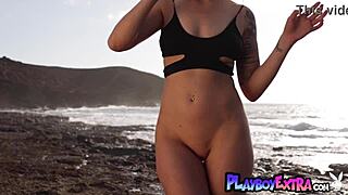 Hey, hot german blonde lisa modpali strips nude posing her natural tits pussy on rocks