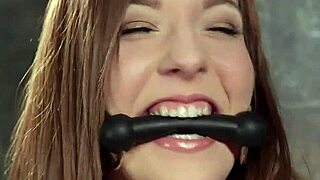 Babe's Clamped Tongue Endures Rough Bondage Fuck