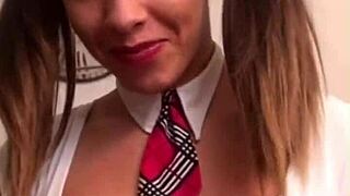 hey teacher!! horny teen shows big tits for sweet classroom blowjob roleplay 😘👅