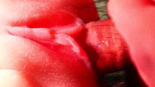DOUBLE PENETRATION on cute fuck doll's big shaved PUSSY close up with toys