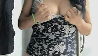 stepmom's new exhibition flaunts her huge natural busty curves nicely