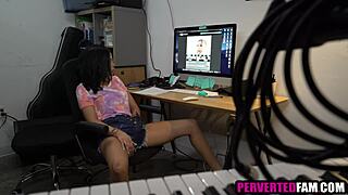 Ebony Step Sister Caught Masturbating Fucked Hard in Taboo Family Home