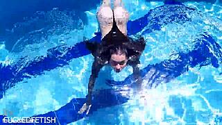 Jessica Bunny latex doll submerged in wet pussy pool play?