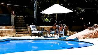 emma haize kneels poolside for huge cock pov deepthroat blowjob ending in facial cumshot