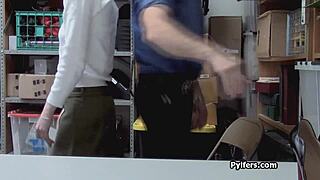 damn that cute redhead thief gets drilled hard by security