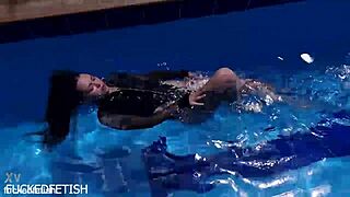 Jessica Bunny latex doll submerged in wet pussy pool play?