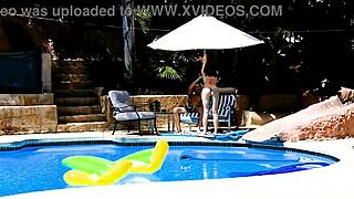 emma haize kneels poolside for huge cock pov deepthroat blowjob ending in facial cumshot