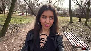 Fresh Cum Drips from My Face on Leather Boots Park Walk