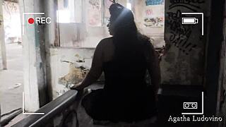 halloween special follows curvy latina blonde in bathroom tease