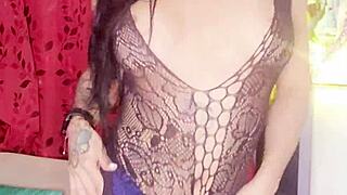 POV of latin shemale Ambar Yegues nasty cumshot up close and personal