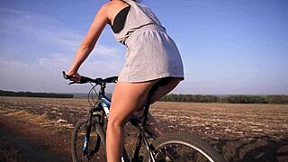 Cycling Flashes Miniskirt Ass Panties Outdoor Voyeur Tease