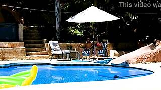 emma haize kneels poolside for huge cock pov deepthroat blowjob ending in facial cumshot
