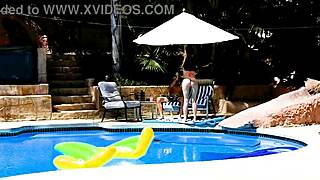 emma haize kneels poolside for huge cock pov deepthroat blowjob ending in facial cumshot
