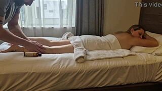 naughty marie oils big tits for wet milf massage