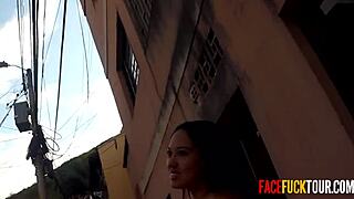 Sexy skank takes random cock deep down her throat pov