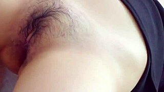 Your hairy Japanese girlfriend sits on your lap chatting until she rides your cock wild!