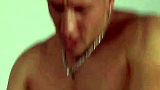 Threesome fun with lingerie-clad brunette giving blowjobs in group play