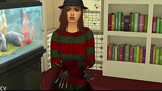 female freddy krueger chases young stud on sex street for interracial fun