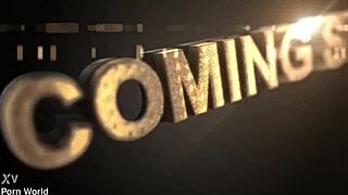 Busty bombshell with fake tits strips out of bra and shorts on the sofa.