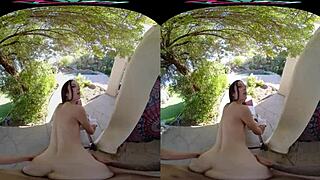oh yeah! Naughty Jazmin Luv Rides Cock Doggystyle Outdoors!