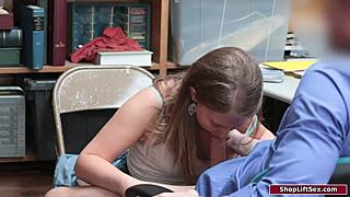 brunette shoplifter stripped fucked dominated in lingerie by mature security guard