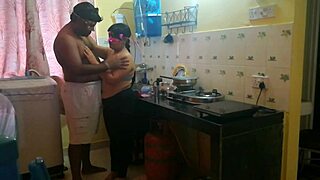 Big ass Bengali bhabhi bends over kitchen counter for neighbor's rough doggystyle pounding and cum