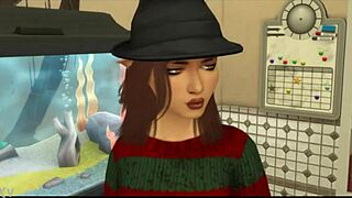 female freddy krueger chases young stud on sex street for interracial fun