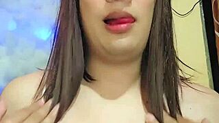 transsexual in pajamas ready to masturbate