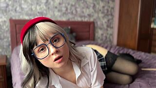 Naughty college coed teases in lingerie and nylons for ASMR fetish fun