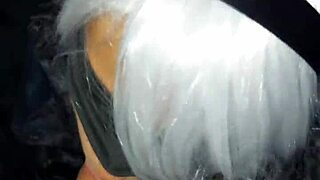 after the con, mexican 2b cosplay otaku gives sloppy oral in costume