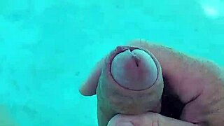 Guy strokes cock solo naked poolside handjob masturbation voyeur tease in public water 3