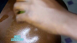 ebony wife bent over for close-up anal creampie from thick black cock