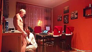 the couple dives into wild oral sex licking pussy right in the kitchen