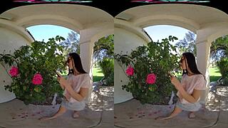 oh yeah! Naughty Jazmin Luv Rides Cock Doggystyle Outdoors!
