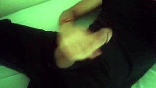 Horny Black Guy Jerks Massive Cock in Bedroom Moaning Till Explosive Cumshot