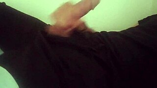 Horny Black Guy Jerks Massive Cock in Bedroom Moaning Till Explosive Cumshot