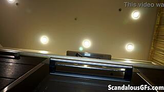 my girlfriend's shaved pussy looks so yummy up close in this kitchen pov