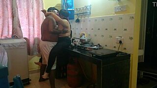 Big ass Bengali bhabhi bends over kitchen counter for neighbor's rough doggystyle pounding and cum