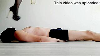 domina nika tramples belly hard 💥 feet on stomach fetish 😈