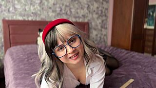 Naughty college coed teases in lingerie and nylons for ASMR fetish fun