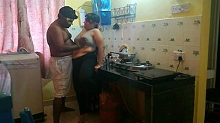 Big ass Bengali bhabhi bends over kitchen counter for neighbor's rough doggystyle pounding and cum