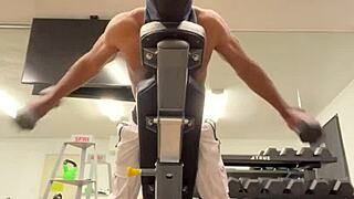 ripped cali bodybuilder uses strong arms to lift and fuck athletic ladies outdoors.