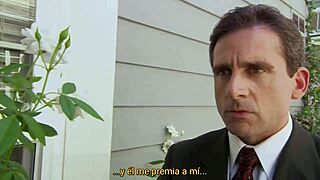 office turns into wild 2x3 fuck fest voyeur style sub español