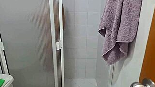 Stepsis catches me spying shower, strokes my cock hot
