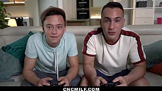 twin stepmoms work overtime draining stepsons' cocks!